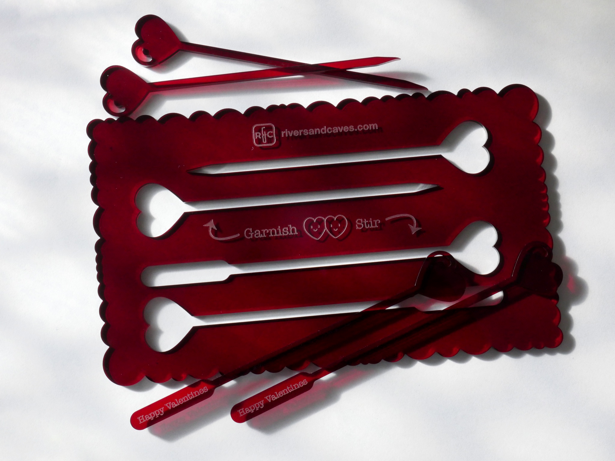 Personalized Cocktail Stirrers and Garnish Picks made by Rivers and Caves.