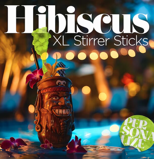 Add a Tropical Twist with Personalized Hibiscus Drink Stirrers