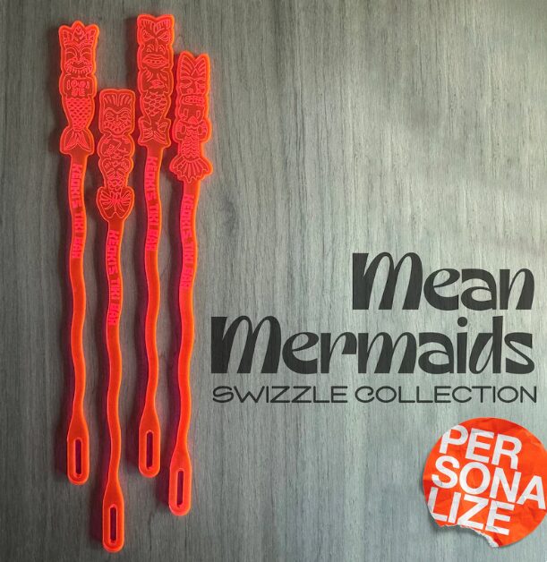 Personalized Tiki Mermaid Swizzle Stick. Plain stir sticks are forgettable. Personalized tiki stirrers with mermaid flair? They’re unforgettable. Whether you’re hosting a big event or simply elevating your home tiki bar, these custom tiki swizzles bring a magical, beachy twist to every drink.