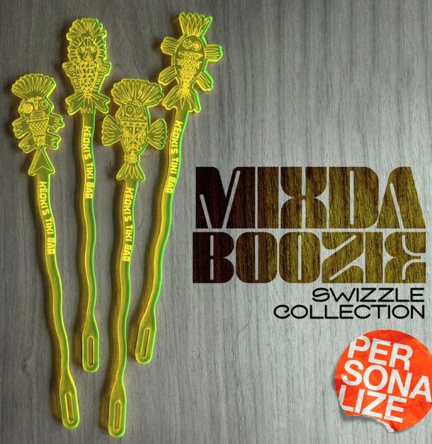Stir Up Island Fun with Personalized Tiki Puffer Fish Swizzle Sticks