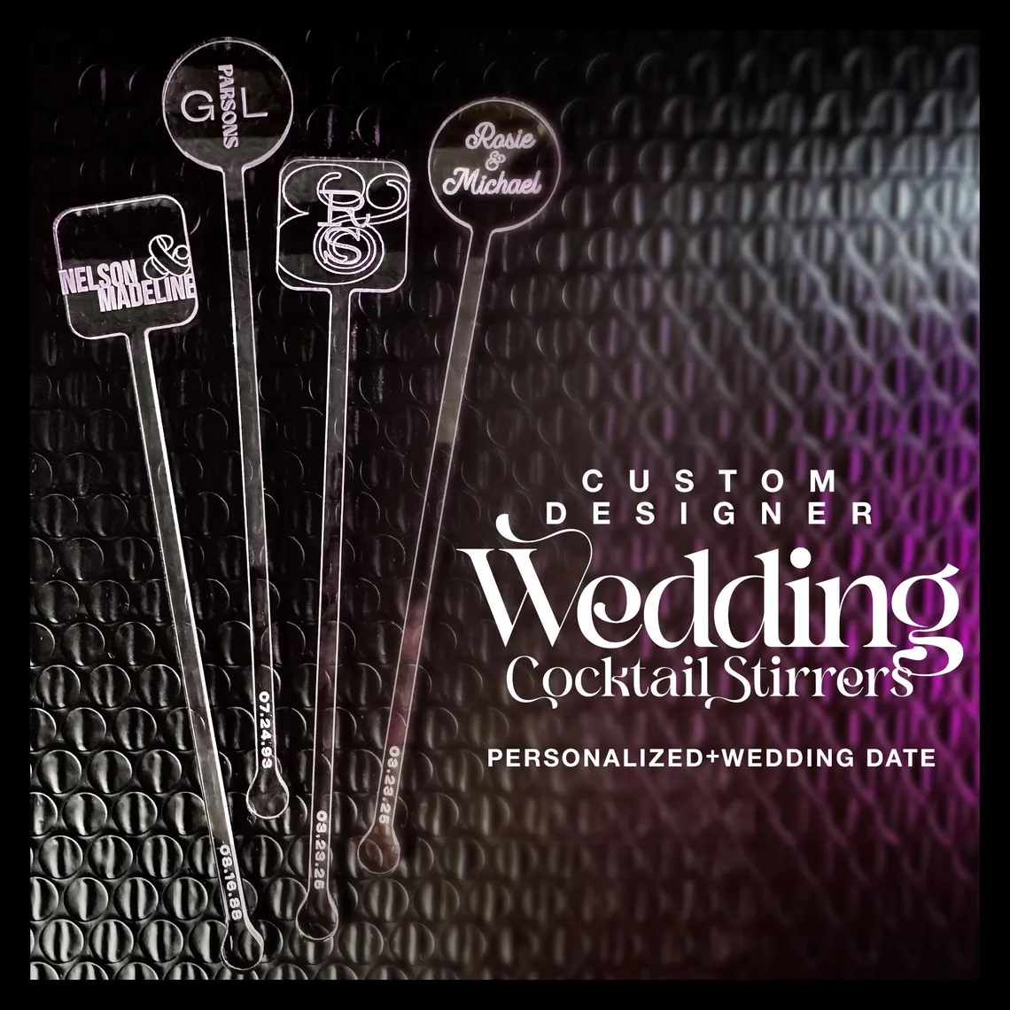 Custom Wedding Drink Stirrers from Rivers and Caves. How many Drink stirrers should i order for my wedding?